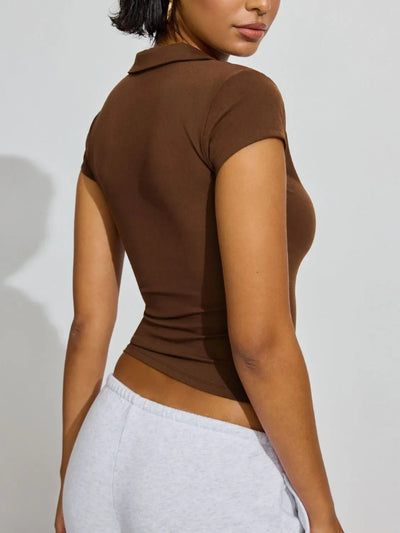 Collared Neck Short Sleeve Top - Your Second Look