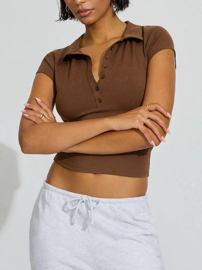 Collared Neck Short Sleeve Top - Your Second Look