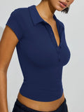Collared Neck Short Sleeve Top - Your Second Look