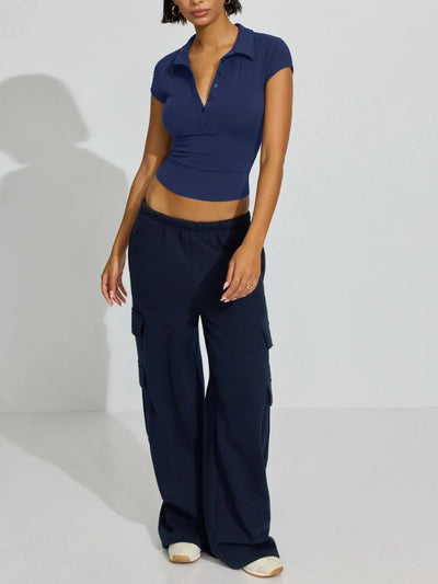 Collared Neck Short Sleeve Top - Your Second Look