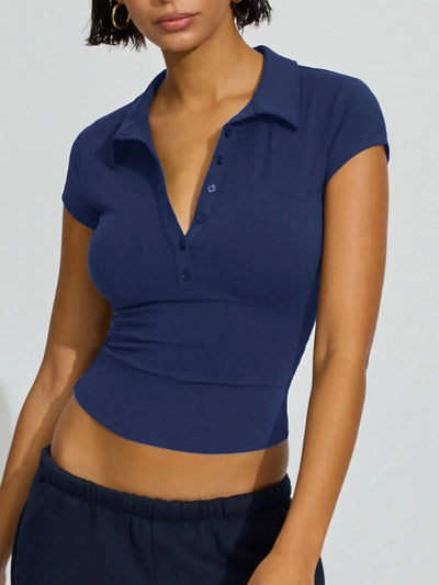 Collared Neck Short Sleeve Top - Your Second Look