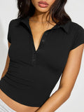 Collared Neck Short Sleeve Top - Your Second Look