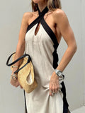 Contrast Halter Maxi Dress - Your Second Look