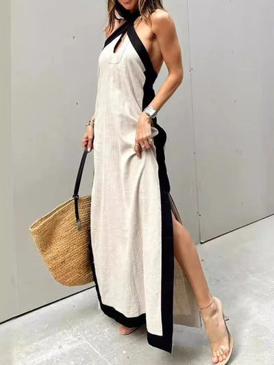 Contrast Halter Maxi Dress - Your Second Look