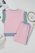 Contrast Round Neck Top and Pants Set - Your Second Look