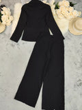 Contrast Trim Blazer & Wide Leg Pants Set - Your Second Look