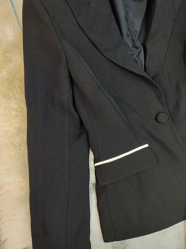 Contrast Trim Blazer & Wide Leg Pants Set - Your Second Look
