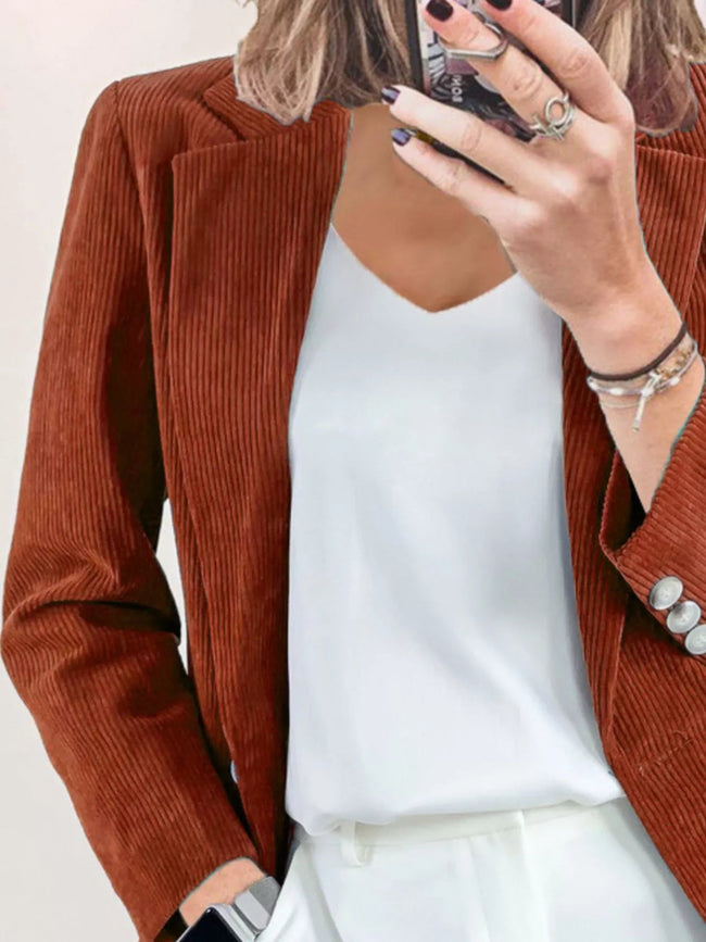 Corduroy Lapel Collar Casual Blazer - Your Second Look