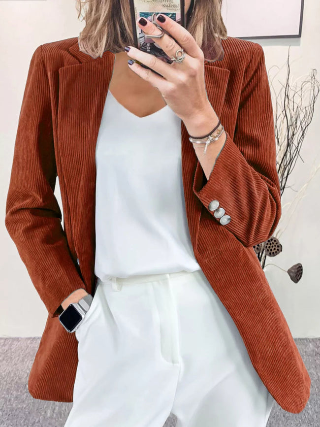 Corduroy Lapel Collar Casual Blazer - Your Second Look