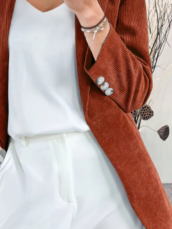 Corduroy Lapel Collar Casual Blazer - Your Second Look