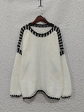 Cozy Contrast Stitching Sweater - Your Second Look