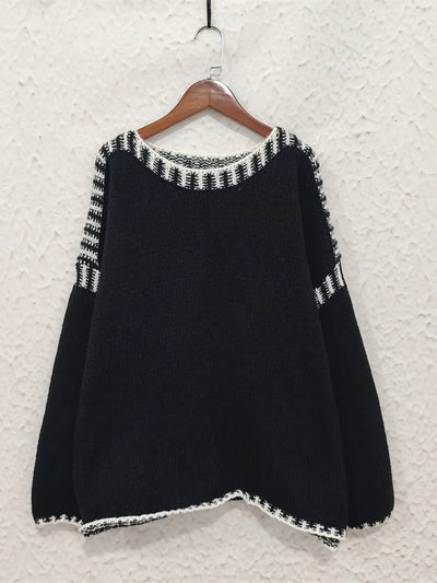 Cozy Contrast Stitching Sweater - Your Second Look