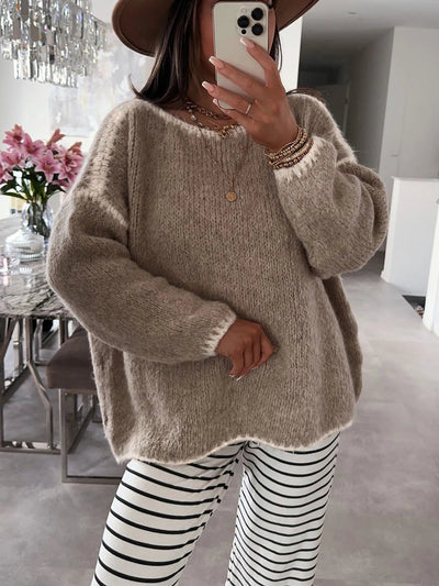 Cozy Contrast Stitching Sweater - Your Second Look