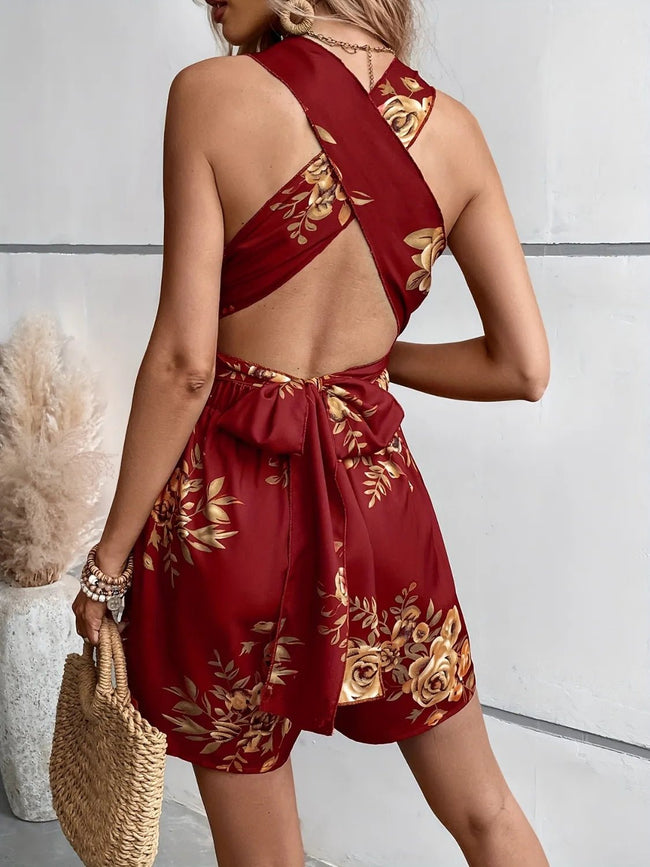 Crisscross Back Printed Romper - Your Second Look