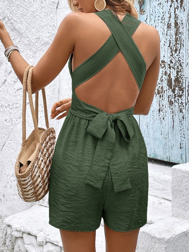 Crisscross Back Sleeveless Romper - Your Second Look
