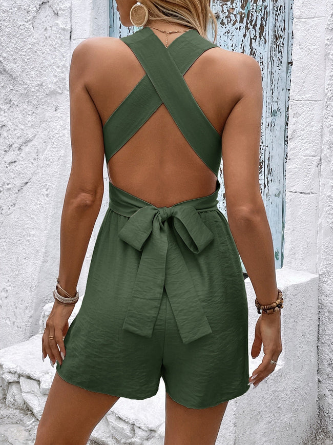 Crisscross Back Sleeveless Romper - Your Second Look