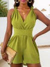 Crisscross Back Solid Color Sleeveless Romper - Your Second Look