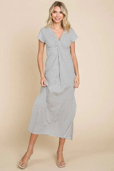 Culture Code Full Size Striped Twisted Detail Dress - Your Second Look