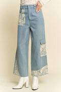 Davi & Dani Lace Applique Wide Leg Jeans - Your Second Look