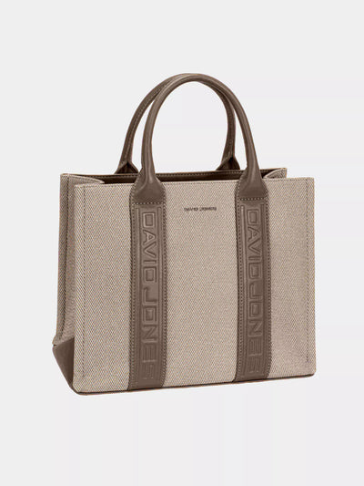 David Jones Canvas Tote Handbag with Contrast Leather Handles - Your Second Look