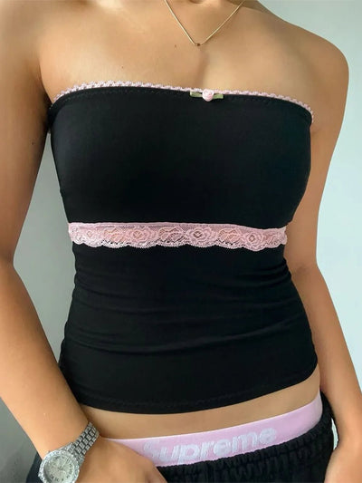 Devine Lace Detail Tube Top - Your Second Look
