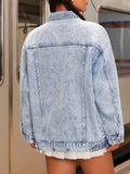 Distressed Wash Button Up Denim Jacket - Your Second Look