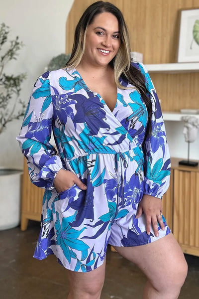 Double Take Full Size Floral Long Sleeve Romper with Pockets - Your Second Look