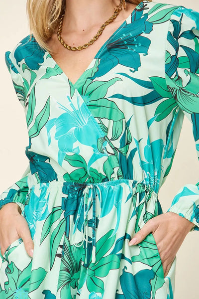 Double Take Full Size Floral Long Sleeve Romper with Pockets - Your Second Look