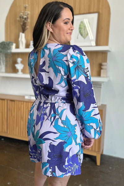 Double Take Full Size Floral Long Sleeve Romper with Pockets - Your Second Look