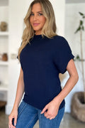 Double Take Full Size Mock Neck Short Sleeve Sweater - Your Second Look