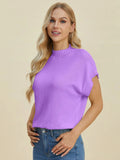 Double Take Full Size Mock Neck Short Sleeve Sweater - Your Second Look