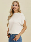 Double Take Full Size Mock Neck Short Sleeve Sweater - Your Second Look