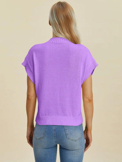 Double Take Full Size Mock Neck Short Sleeve Sweater - Your Second Look
