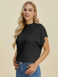Double Take Full Size Mock Neck Short Sleeve Sweater - Your Second Look