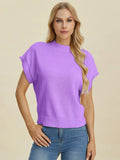 Double Take Full Size Mock Neck Short Sleeve Sweater - Your Second Look