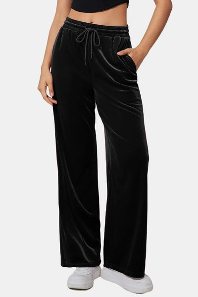 Drawstring Elastic Waist Straight Leg Pants - Your Second Look