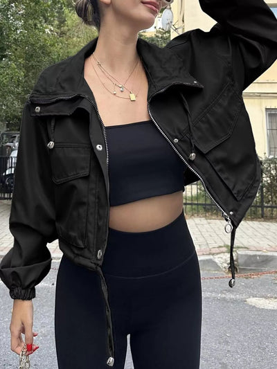 Drawstring Hem Zip Up Jacket - Your Second Look