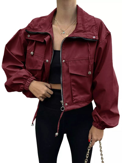 Drawstring Hem Zip Up Jacket - Your Second Look