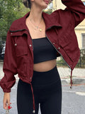 Drawstring Hem Zip Up Jacket - Your Second Look
