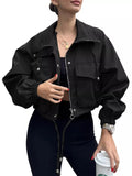 Drawstring Hem Zip Up Jacket - Your Second Look