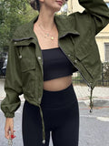 Drawstring Hem Zip Up Jacket - Your Second Look