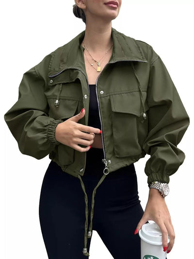 Drawstring Hem Zip Up Jacket - Your Second Look