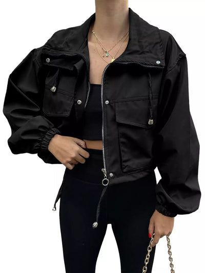 Drawstring Hem Zip Up Jacket - Your Second Look