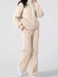 Drop Shoulder Zip Up Jacket and Drawstring Pants Set - Your Second Look