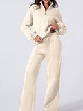 Drop Shoulder Zip Up Jacket and Drawstring Pants Set - Your Second Look