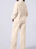 Drop Shoulder Zip Up Jacket and Drawstring Pants Set - Your Second Look
