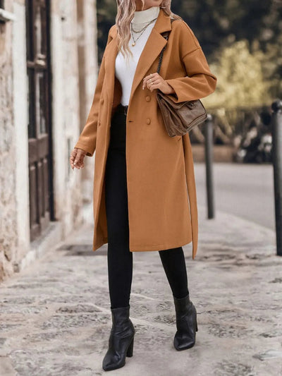 Dropped Shoulder Tie Waist Coat - Your Second Look