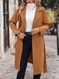 Dropped Shoulder Tie Waist Coat - Your Second Look