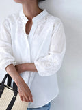 Embroidered Eyelet Button Up Shirt - Your Second Look
