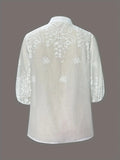 Embroidered Eyelet Button Up Shirt - Your Second Look